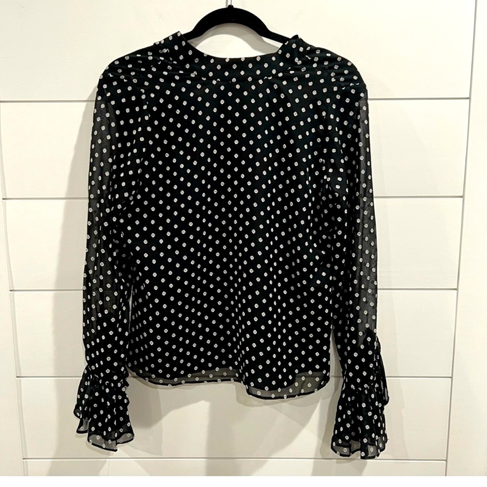 Alexis Odellia women black white dot blouse size S